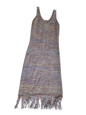 Future Collective Alani Noelle Colorful Crochet Fringe Dress Vacay Womens Sz L